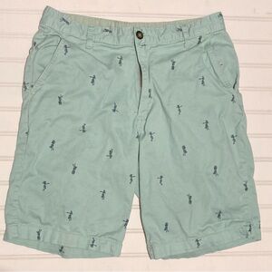 George Women’s Shorts Size 32 Green‎ Hula Girl Cotton Blend Zipped Button Casual